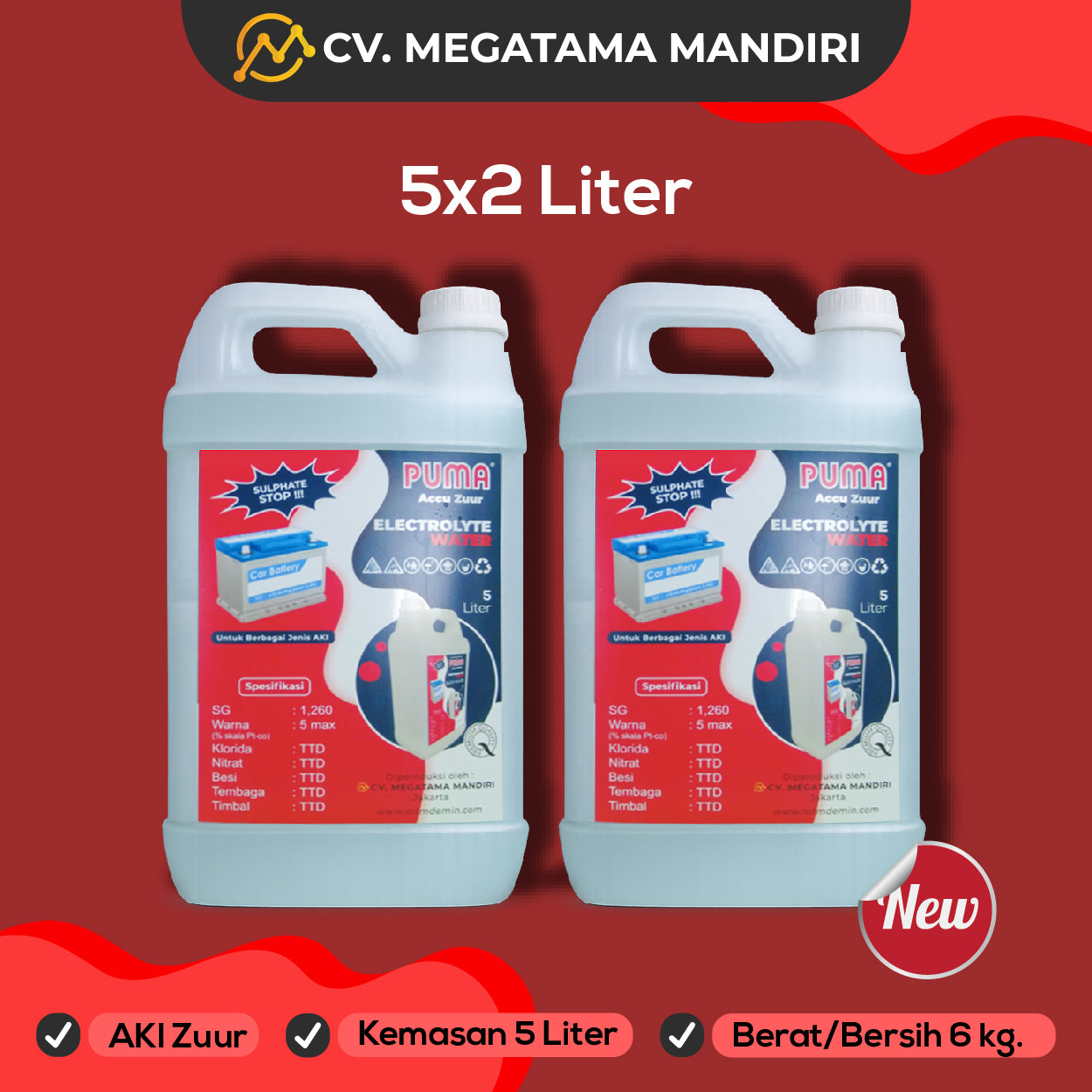 Air Zuur Electrolyte Water - 5x2 Liter